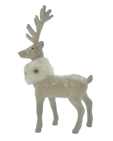 Prancer with Scarf - Dove, Ivory Fur