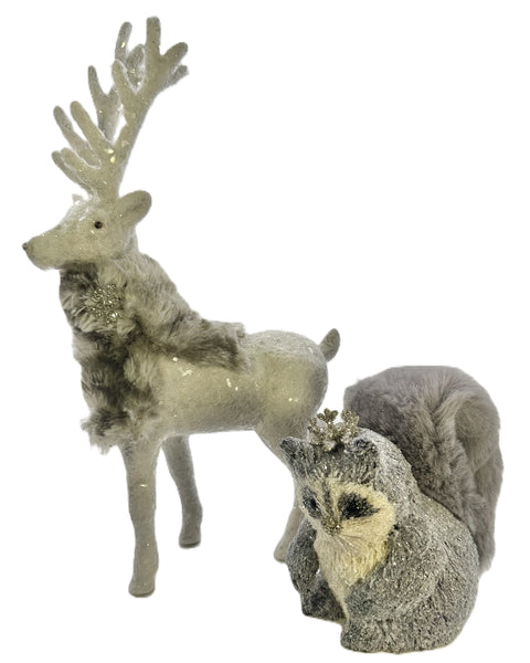 Prancer with Scarf - Dove, Mink Fur