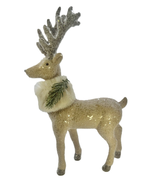 Prancer with Mocha Antlers & Scarf - Fawn & Mocha