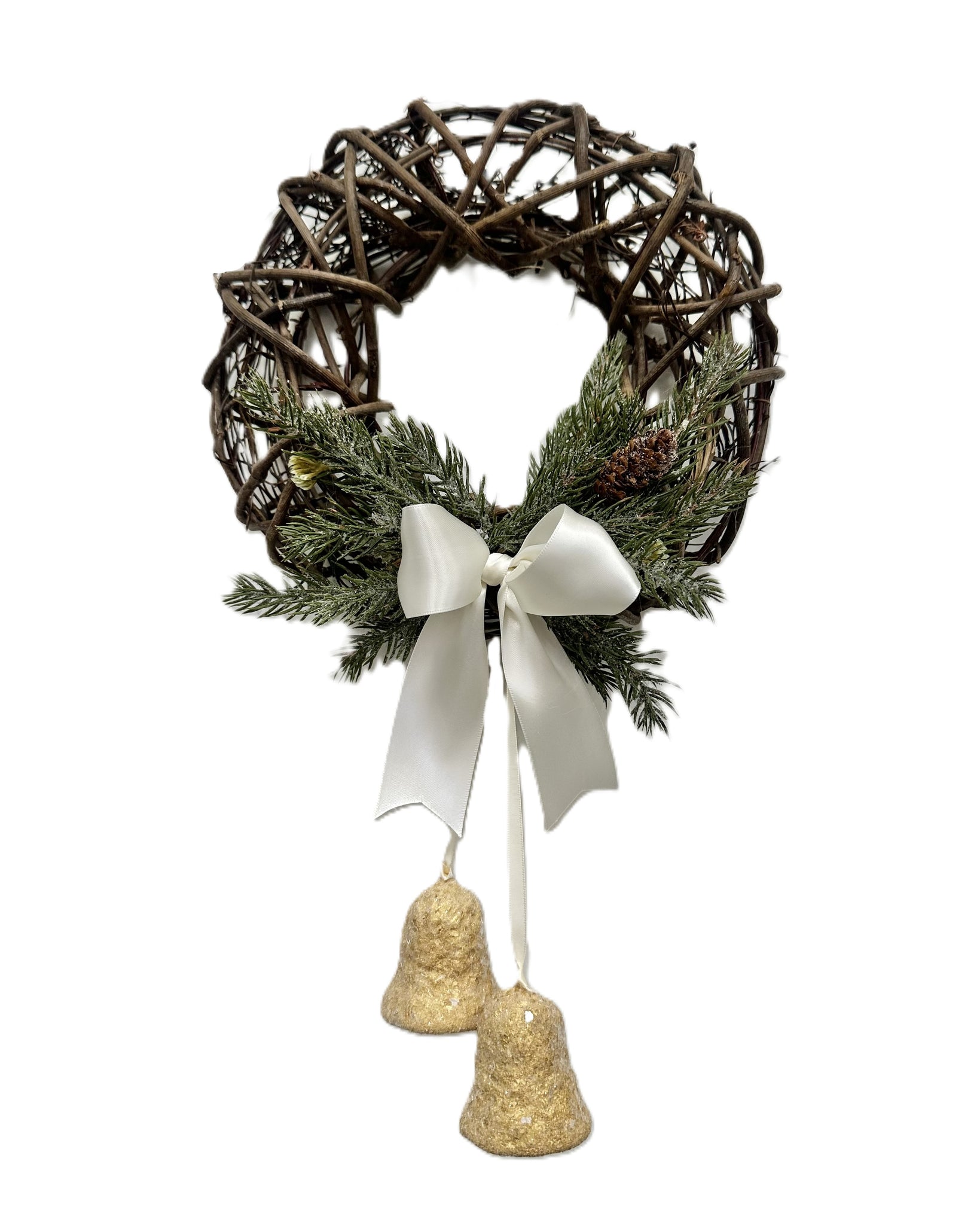 Twig Wreath with Bells - Gold