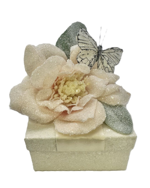 Rose Butterfly Box, Square - Cream