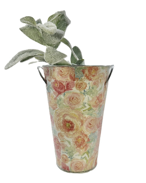 Watercolor Floral Bucket  - Pink