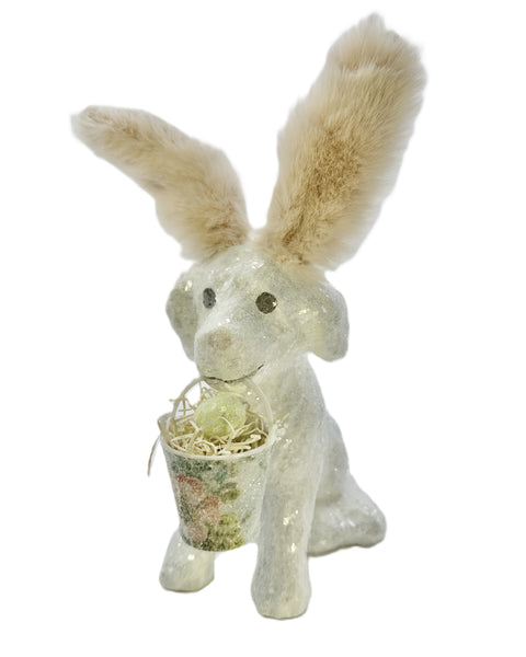 Easter Doggy with Bucket - White