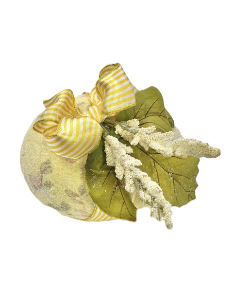 Floral  Egg with Vintage Ribbon & Flowers - Yellow