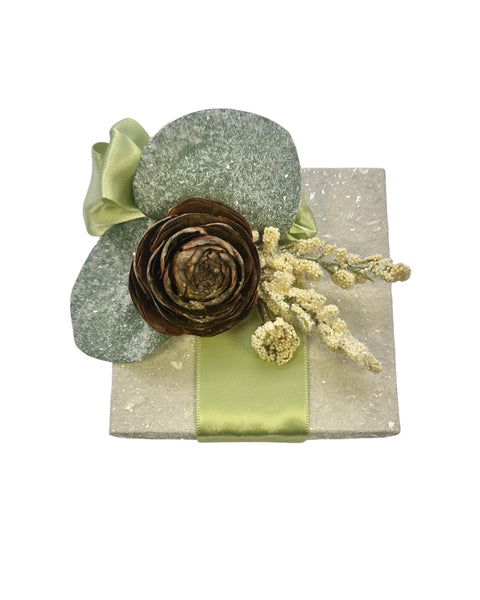 Eucalyptus with Cedar Rosette Box, Square - Dove