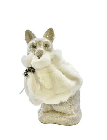 Josie Cat with Wrap - Dove, Ivory Channeled Fur