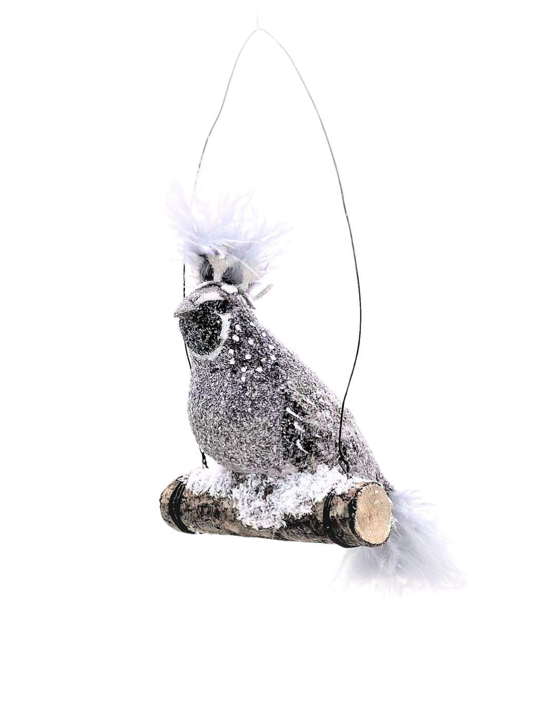 Quail on a Swing Ornament - Gray