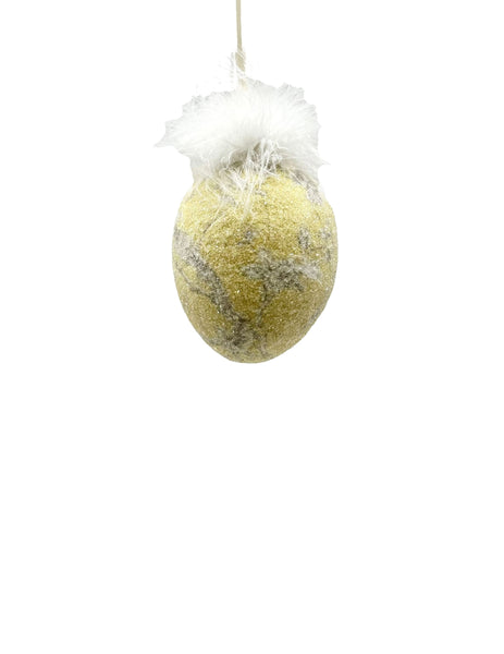 Decoupage Egg Ornament - Medium, Yellow Chinoiserie