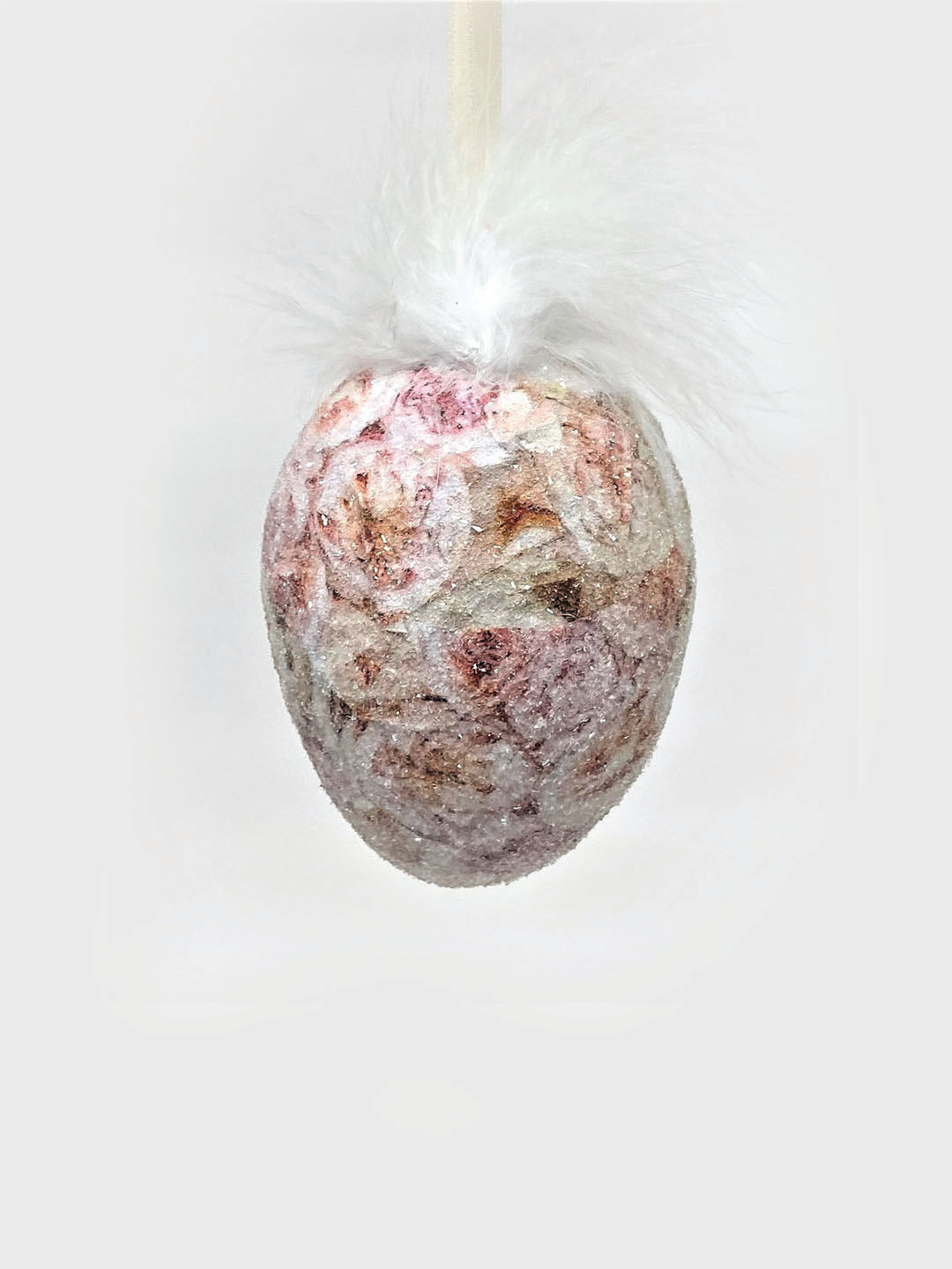 Decoupage Egg Ornament - Medium, Rosa