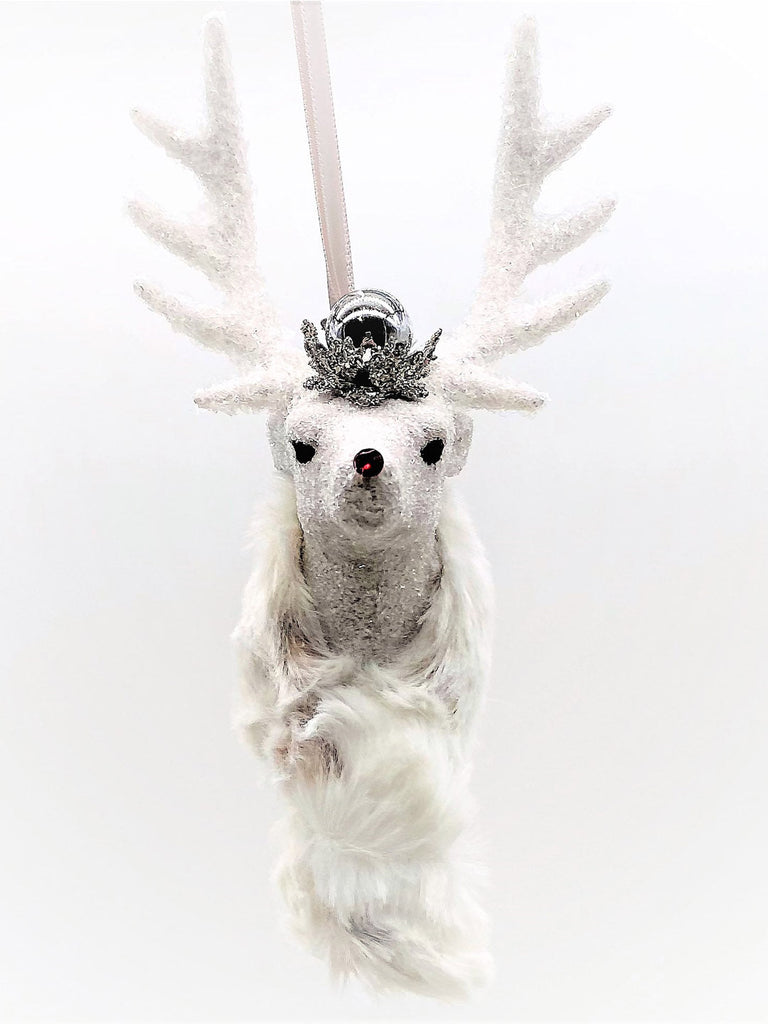 Dancer Deer Ornament - White, Ostrich Feathers – Sherri's Designs