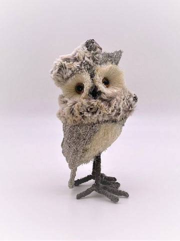 Williamina Owl - Silver, Spotted Fur