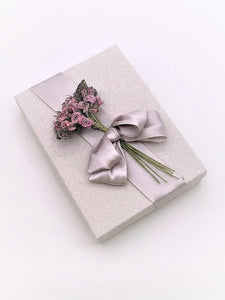 Rectangle Gift Box with Mauve Roses - Dove