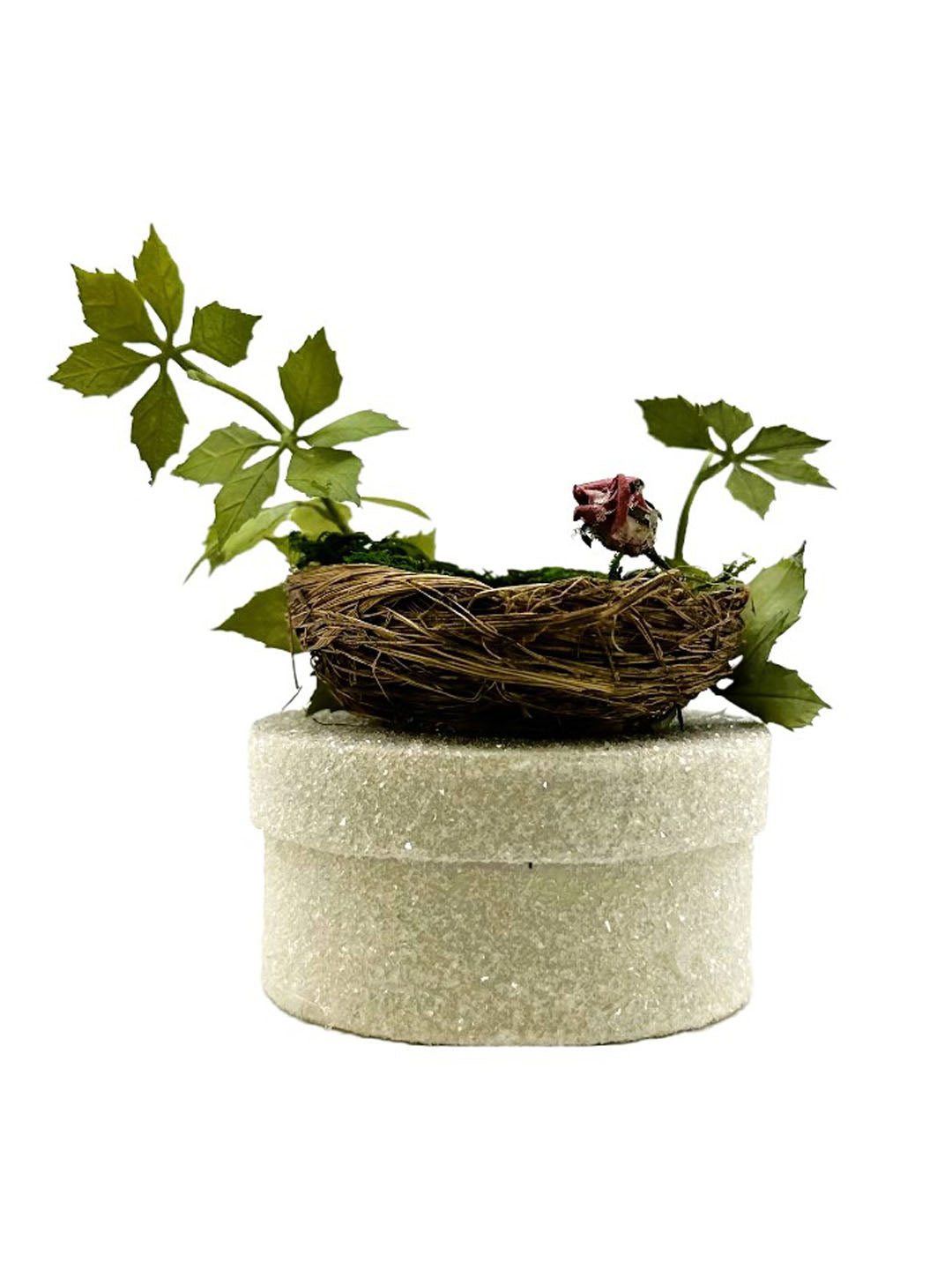 Nest Round Box with Greens - Cream