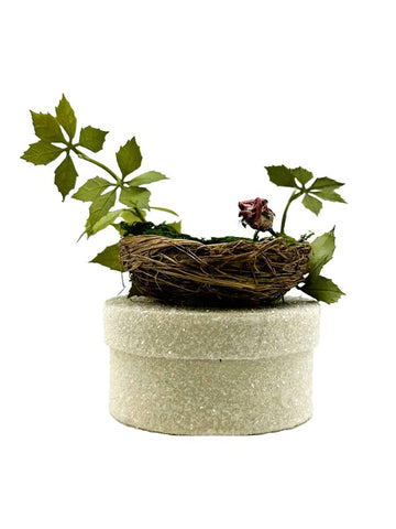 Nest Round Box with Greens - Cream
