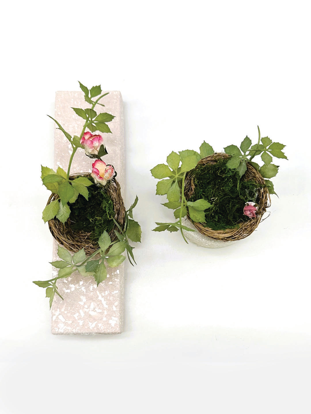 Nest Necklace Box with Greens - Pink