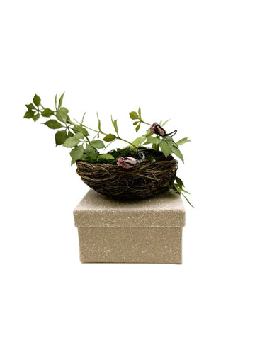 Nest Square Box with Greens - Pink